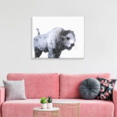 Bull Bison (Bison bison) gebakken met sneeuw in ee Canvas Afdruk (Insitu (Woonkamer))