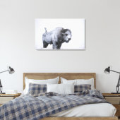 Bull Bison (Bison bison) gebakken met sneeuw in ee Canvas Afdruk (Insitu (Slaapkamer))
