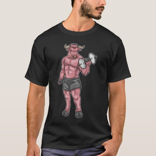 Bull Bodybuilder Dumbbell Bodybuilding T-shirt (Voorkant)