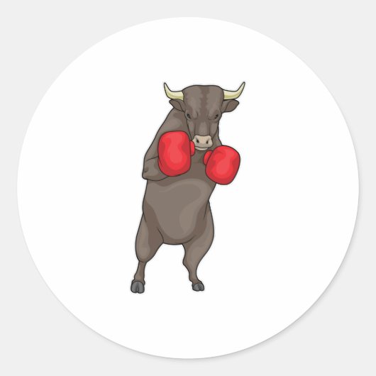 Bull Boxer Boxing-handschoenen Ronde Sticker (Voorkant)