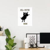 "Bull Bustin' Ride" Western Rodeo-Poster Poster (Thuiskantoor)
