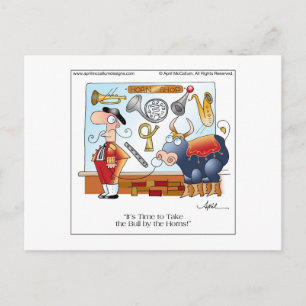 BULL BY THE HORNS Cartoon Postcard Briefkaart
