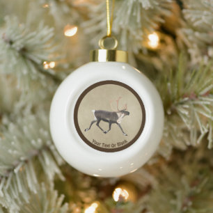 Bull Cariou (rendierpapier) op oud papier Keramische Bal Ornament