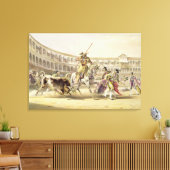 Bull Charging a Picador, 1865 (kleurenlitho) Canvas Afdruk (Insitu (Woonkamer))