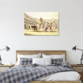 Bull Charging a Picador, 1865 (kleurenlitho) Canvas Afdruk (Insitu (Slaapkamer))