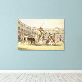 Bull Charging a Picador, 1865 (kleurenlitho) Canvas Afdruk (Insitu (Houten vloer))