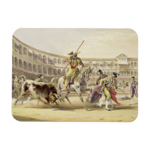Bull Charging a Picador, 1865 (kleurenlitho) Magneet