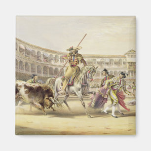 Bull Charging a Picador, 1865 (kleurenlitho) Magneet