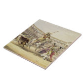 Bull Charging a Picador, 1865 (kleurenlitho) Tegeltje (Zijkant)