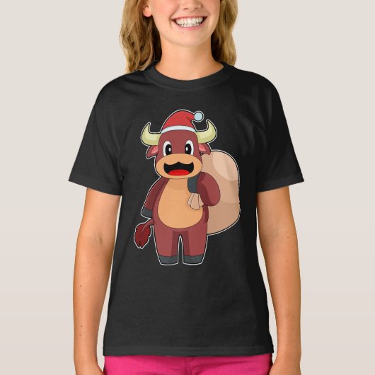 Bull Christmas Santa Claus T-shirt (Voorkant)