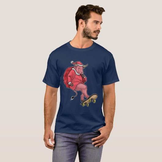 Bull Christmas Skateboard T-shirt (Voorkant volledig)