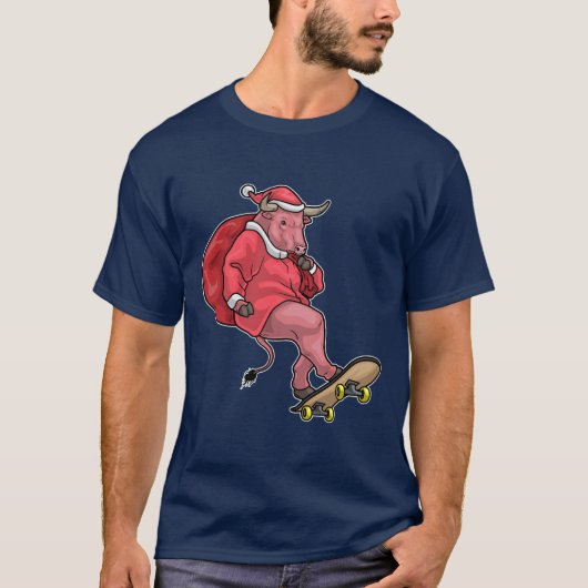 Bull Christmas Skateboard T-shirt (Voorkant)
