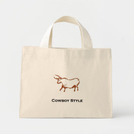 Bull Cowboy stijl bruin Mini Tote Bag