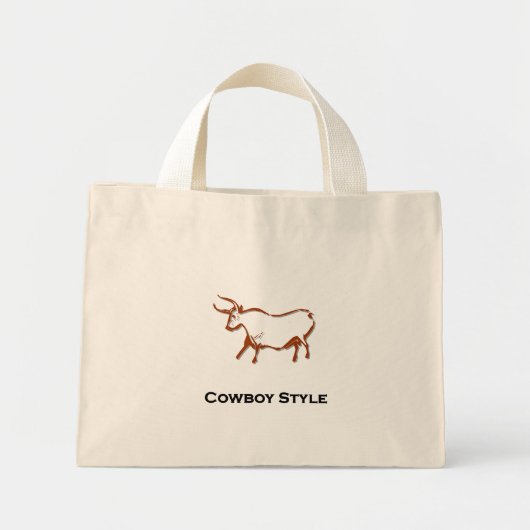Bull Cowboy stijl bruin Mini Tote Bag (Voorkant)