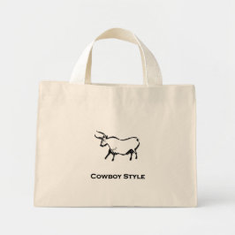 Bull Cowboy stijl zwart Mini Tote Bag