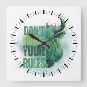 Bull design | Reminder | Motivation Vierkante Klok (Voorkant)