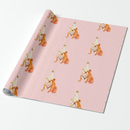Bull Dog Birthday Pink Party Pet Cadeaupapier