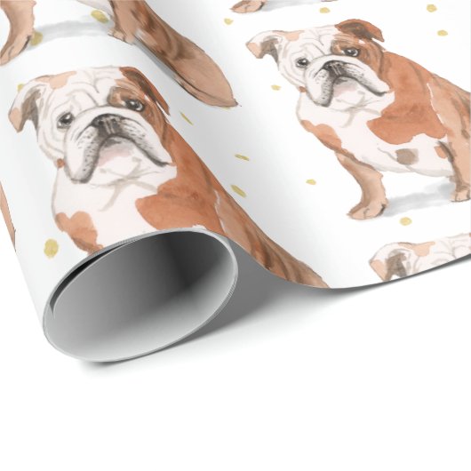 Bull Dog Gold Spots Puppy Cadeaupapier (Rol Hoek)