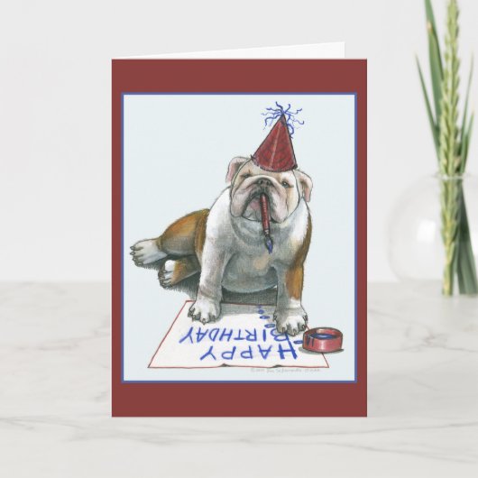 Bull Dog Happy Birthday Kaart (Voorkant)