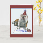 Bull Dog Happy Birthday Kaart (Gele Bloem)