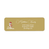 Bull Dog Holiday Christmas Merry Santa Hat Gold Etiket (Voorkant)