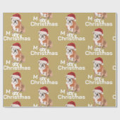 Bull Dog Holiday Kerstmis Vrolijke Kerstman Hoed Cadeaupapier (Vlak)