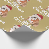 Bull Dog Holiday Kerstmis Vrolijke Kerstman Hoed Cadeaupapier (Hoek)