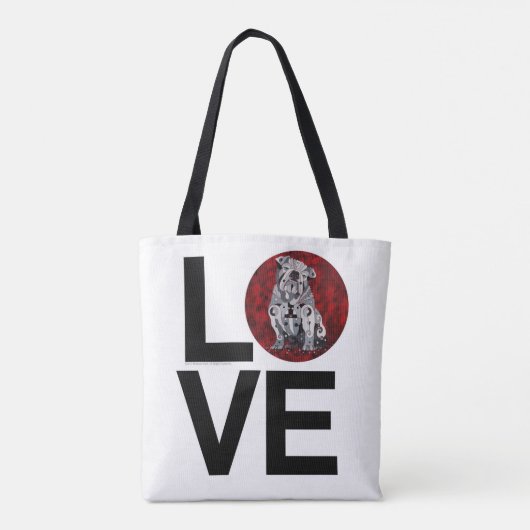 Bull Dog Love Canvas tas (Achterkant)