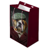 Bull Dog met Pet en pijp Medium Cadeauzakje (Voorkant Gekanteld)