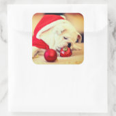 BULL DOG MET Santa hat Vierkante Sticker (Tas)
