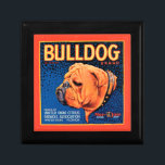 Bull Dog op een blauwe achtergrond Cadeaudoosje<br><div class="desc">Een  kratelafdruk die een buldog met een blauwe gepatterde achtergrond en een oranje rand illustreert. Kies deze kunstdruk op uw product van Zazzle vandaag.</div>