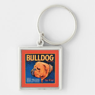 Bull Dog op een blauwe achtergrond Sleutelhanger