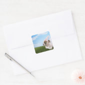Bull Dog puppy prinses Vierkante Sticker (Envelop)