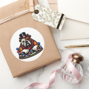 bull dog spelen poker gokken casino kunst ronde sticker
