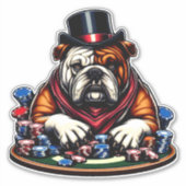 bull dog spelen poker gokken casino kunst sticker (Voorkant)