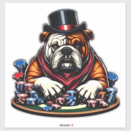 bull dog spelen poker gokken casino kunst sticker