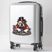 bull dog spelen poker gokken casino kunst sticker (Koffer)