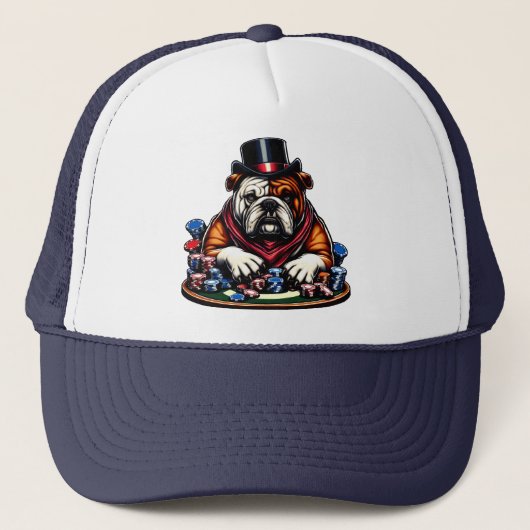 bull dog spelen poker gokken casino kunst trucker pet (Voorkant)