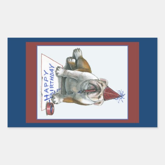 Bull Dog Verjaardag Stickers (Voorkant)