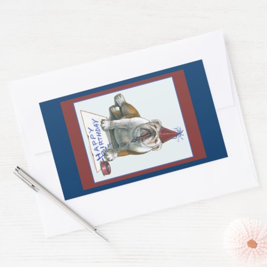 Bull Dog Verjaardag Stickers (Envelop)
