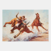 “Bull Dogger” Western Art van Will James Inpakpapier Vel (Voorkant)