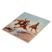 “Bull Dogger” Westerse kunst van Will James Tegeltje (Zijkant)