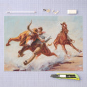 “Bull Dogger” Westerse kunst van Will James Tissuepapier (Craft)
