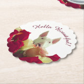 Bull-doodsbang met rozen begroeting - Hallo pracht Kartonnen Onderzetters (Gekanteld)