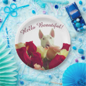 Bull-doodsbang met rozen begroeting - Hallo pracht Papieren Bordje (Feest)