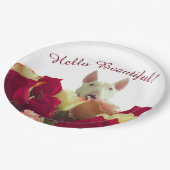 Bull-doodsbang met rozen begroeting - Hallo pracht Papieren Bordje (Gekanteld)