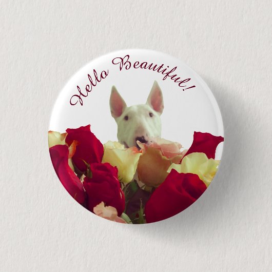 Bull-doodsbang met rozen begroeting - Hallo pracht Ronde Button 3,2 Cm (Voorkant)