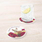 Bull-doodsbang met rozen begroeting - Hallo pracht Zandsteen Onderzetter (Zijkant)