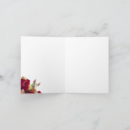 Bull doodsbang met rozen. notitiekaartje (Binnen)