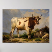 Bull door Eugene Joseph Verboeckhoven Poster (Voorkant)